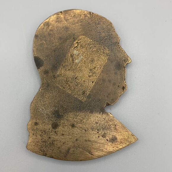 Vtg Benjamin Franklin Solid Cast Bronze Profile Left Facing Head MCM Art Deco - Picture 5 of 5